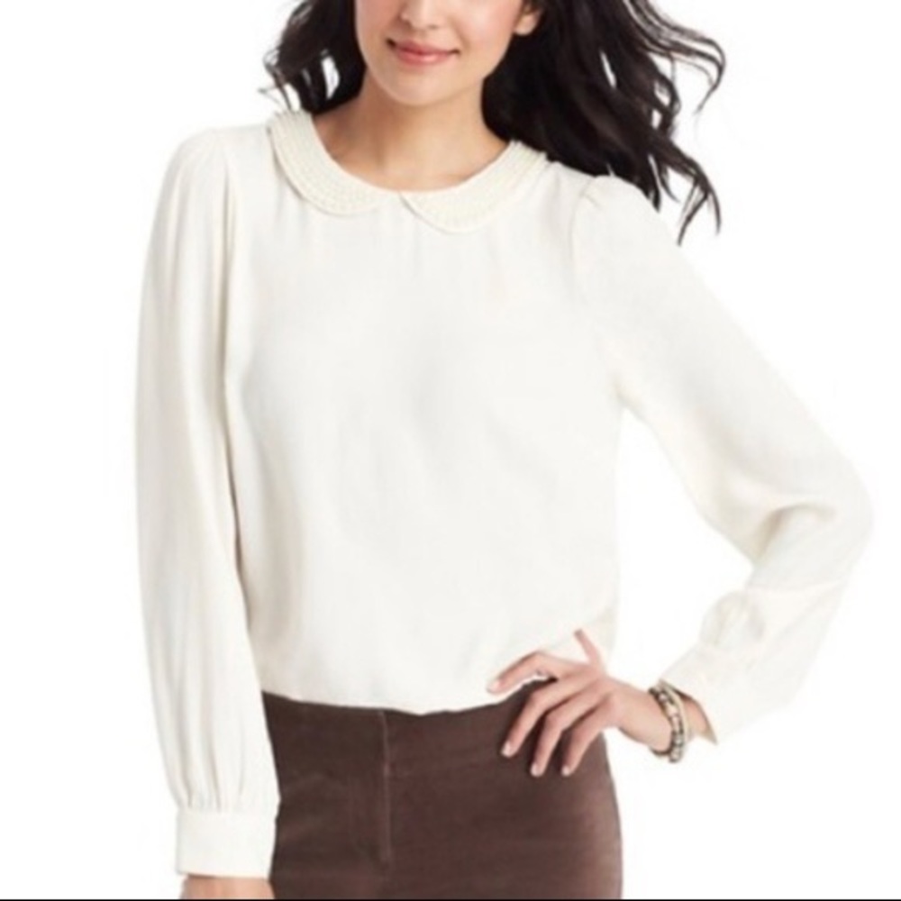 LOFT pearl Peter Pan collar blouse